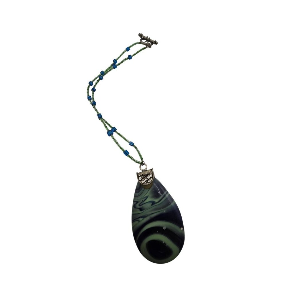 Vintage Glass Beaded Pendant Necklace (A8122)